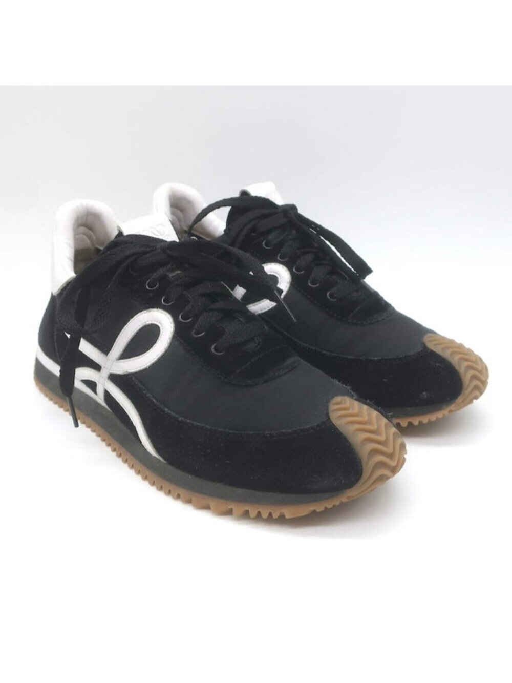 Loewe Flow Runner Sneakers Black Nylon & White Leather Size 38